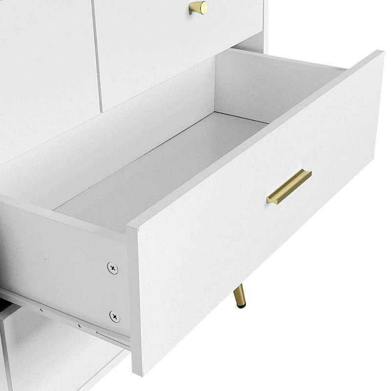 Seven-Drawer Large Chest of Drawers Cabinet with Golden Handles and Legs