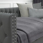 Twin Size Upholstered Tufted Daybed with Drawers,Button and Copper Nail