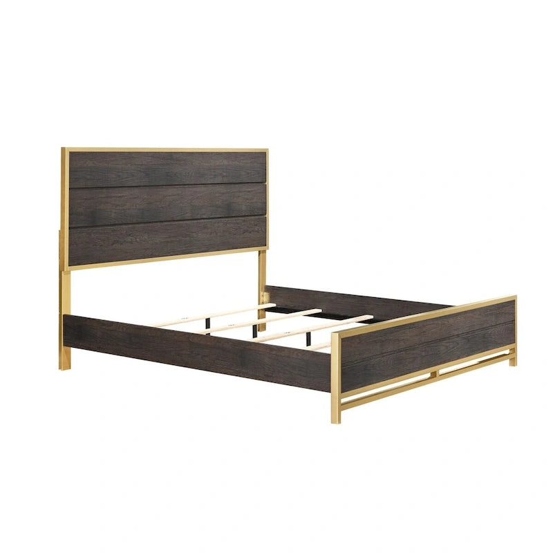 Wedro 6 Piece Dark Brown Rustic Panel Bedroom Set