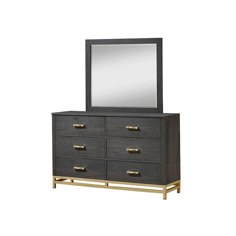 Wedro 6 Piece Dark Brown Rustic Panel Bedroom Set
