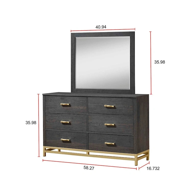 Wedro 6 Piece Dark Brown Rustic Panel Bedroom Set