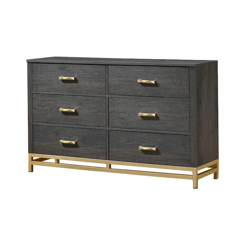 Wedro 6 Piece Dark Brown Rustic Panel Bedroom Set