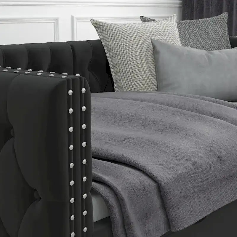Twin Size Daybed with Drawers Upholstered Tufted Sofa Bed