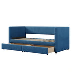 Twin Size Corduroy Upholstered Daybed with Two Storage Drawers and Wood Slat Frame & Headboard, No Box Spring Needed