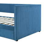 Twin Size Corduroy Upholstered Daybed with Two Storage Drawers and Wood Slat Frame & Headboard, No Box Spring Needed