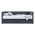 Twin Size Corduroy Upholstered Daybed with Two Storage Drawers and Wood Slat Frame & Headboard, No Box Spring Needed
