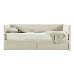 Twin Size Corduroy Upholstered Daybed with Two Storage Drawers and Wood Slat Frame & Headboard, No Box Spring Needed