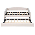 Upholstered Daybed Sofa Bed Twin Size With Trundle Bed and Wood Slat
