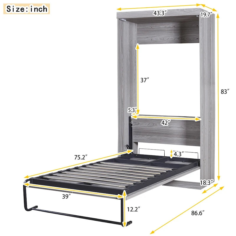 Wood Murphy Bed can be Folded into a Cabinet