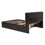 Wood Platform Bed with Storage Headboard, Shoe Rack and 4 Drawers