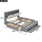 Wood Platform Bed with Storage Headboard, Shoe Rack and 4 Drawers