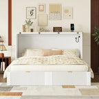 Queen Size Murphy Bed Wall Bed with drawer and a set of Sockets