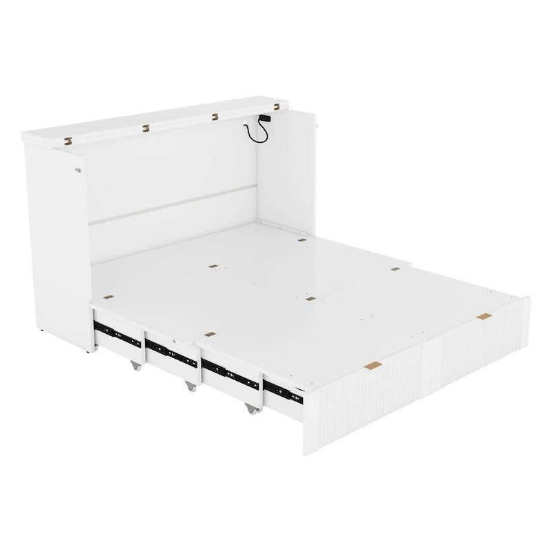 Queen Size Murphy Bed Wall Bed with drawer and a set of Sockets