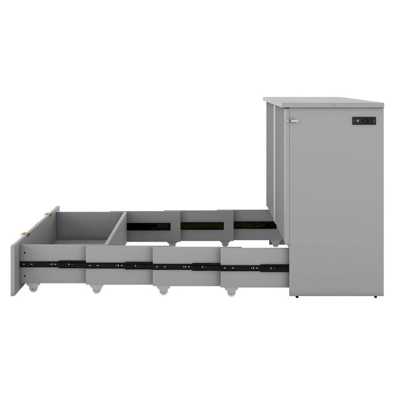 Queen Size Murphy Bed Wall Bed with drawer and a set of Sockets
