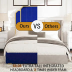 Queen Size Upholstered Bed Frame with 59.06 Headboard and Golden Plating Trim