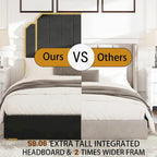 Queen Size Upholstered Bed Frame with 59.06 Headboard and Golden Plating Trim