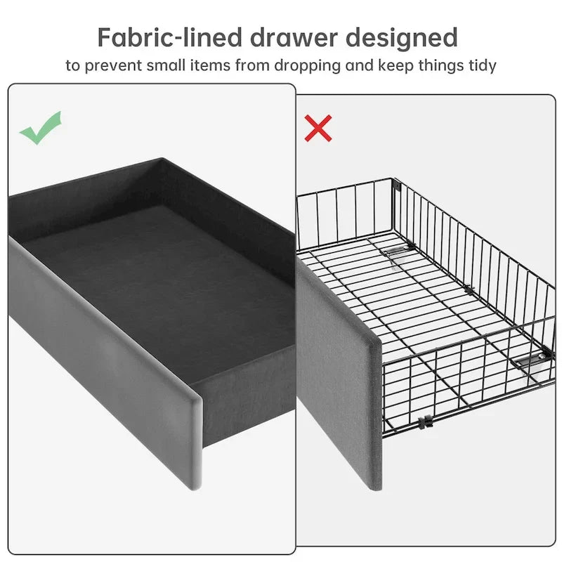 Upholstered Platform Bed Frame with Trundle and 4 Storage Drawers
