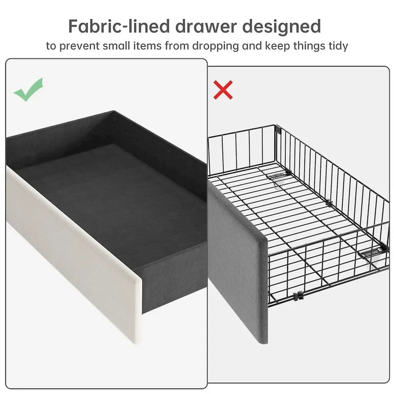 Upholstered Platform Bed Frame with Trundle and 4 Storage Drawers