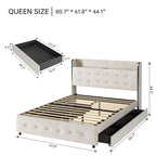 Upholstered Platform Bed Frame with Trundle and 4 Storage Drawers