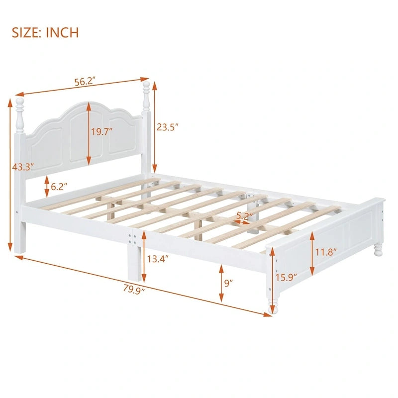 Platform Bed Frame,Retro Style Platform Bed with Pine Wooden Slat Support,