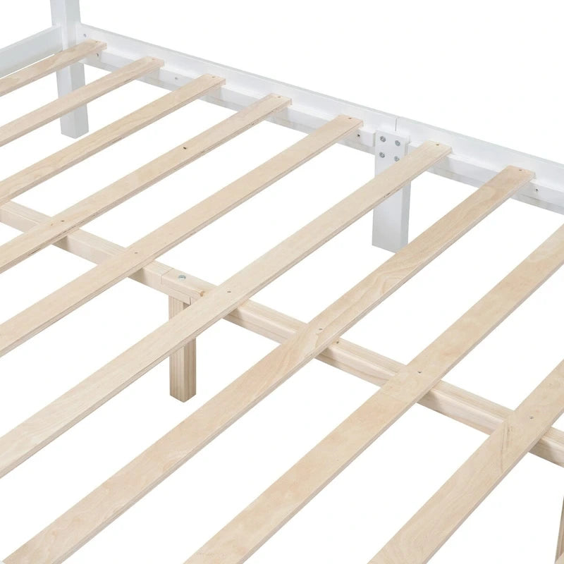 Platform Bed Frame,Retro Style Platform Bed with Pine Wooden Slat Support,