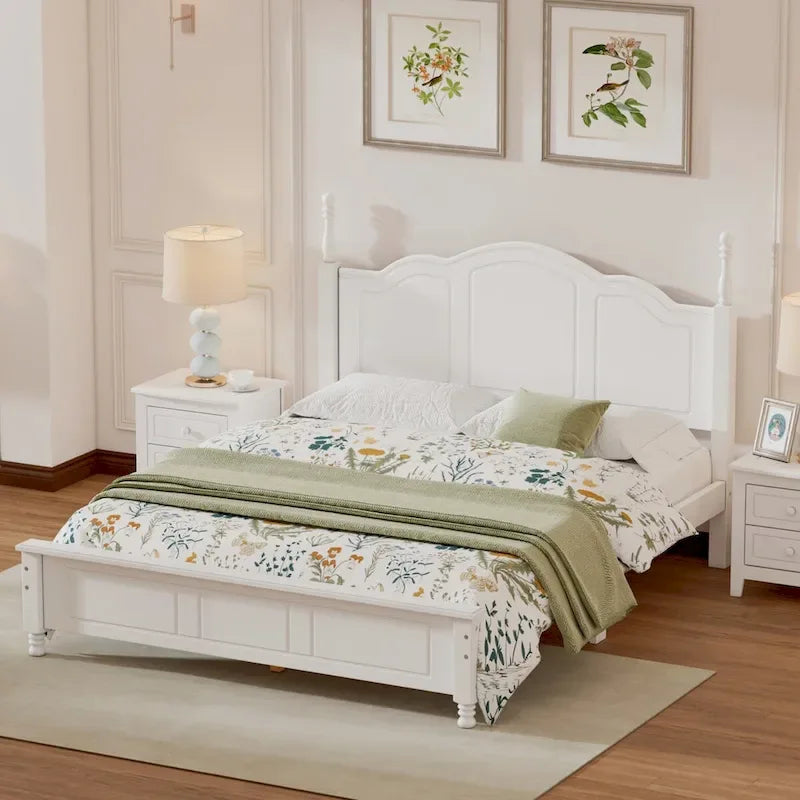 Platform Bed Frame,Retro Style Platform Bed with Pine Wooden Slat Support,