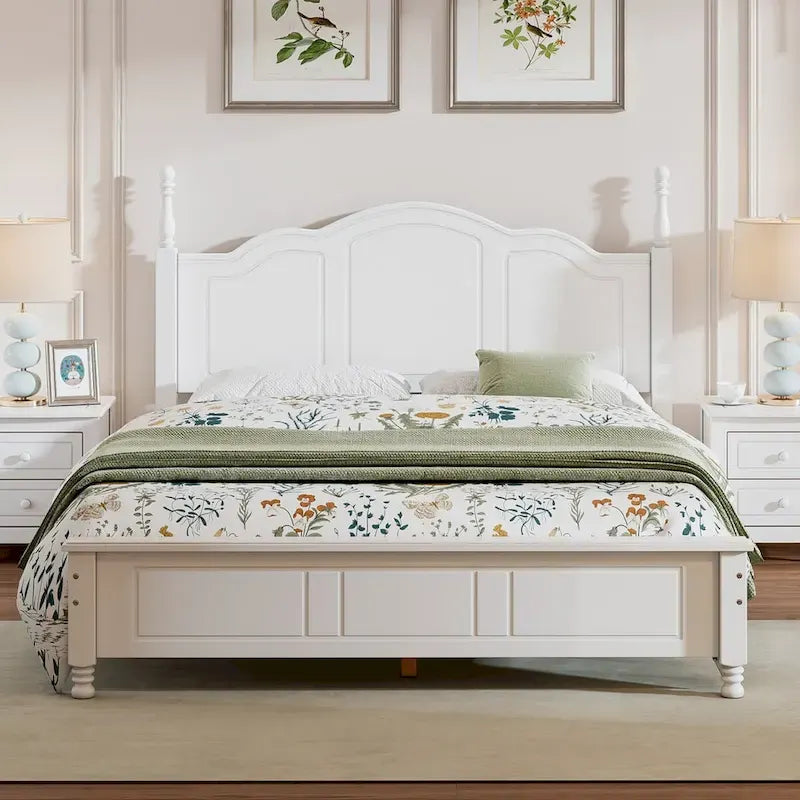 Platform Bed Frame,Retro Style Platform Bed with Pine Wooden Slat Support,