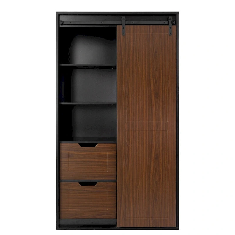 71-inch High wardrobe and cabinet, classic sliding barn door armoire