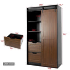 71-inch High wardrobe and cabinet, classic sliding barn door armoire