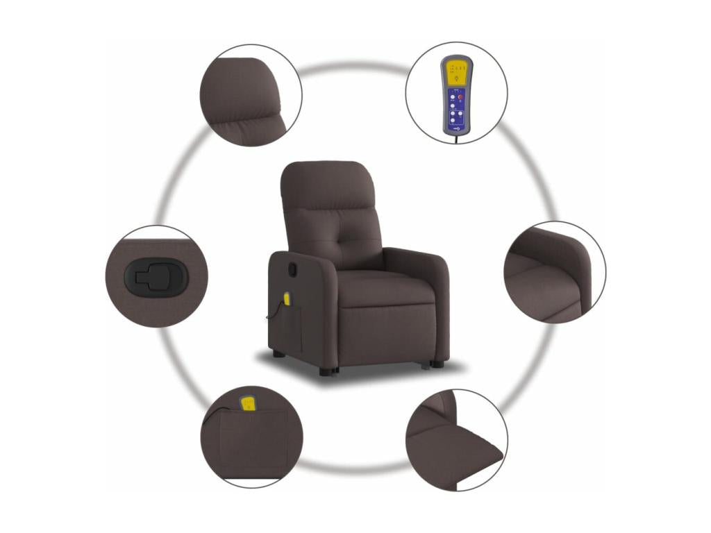 Dark Brown Fabric Reclining Massage Chair