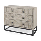 Genevieve I Gray Fir Veneer w/ Iron Frame & 3 Drawer Accent Cabinet - 39.0L x 15.7W x 30.9H