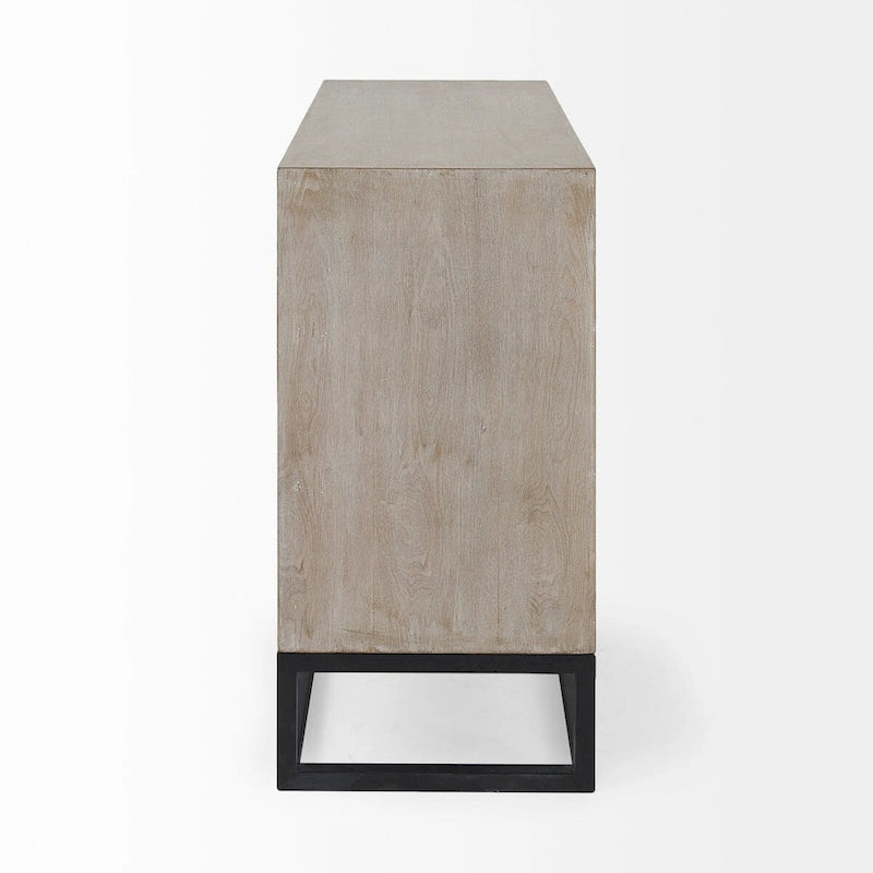 Genevieve I Gray Fir Veneer w/ Iron Frame & 3 Drawer Accent Cabinet - 39.0L x 15.7W x 30.9H