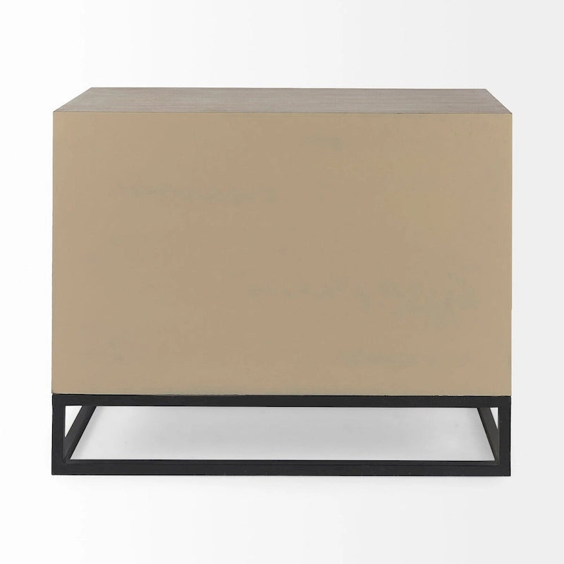 Genevieve I Gray Fir Veneer w/ Iron Frame & 3 Drawer Accent Cabinet - 39.0L x 15.7W x 30.9H