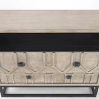 Genevieve I Gray Fir Veneer w/ Iron Frame & 3 Drawer Accent Cabinet - 39.0L x 15.7W x 30.9H
