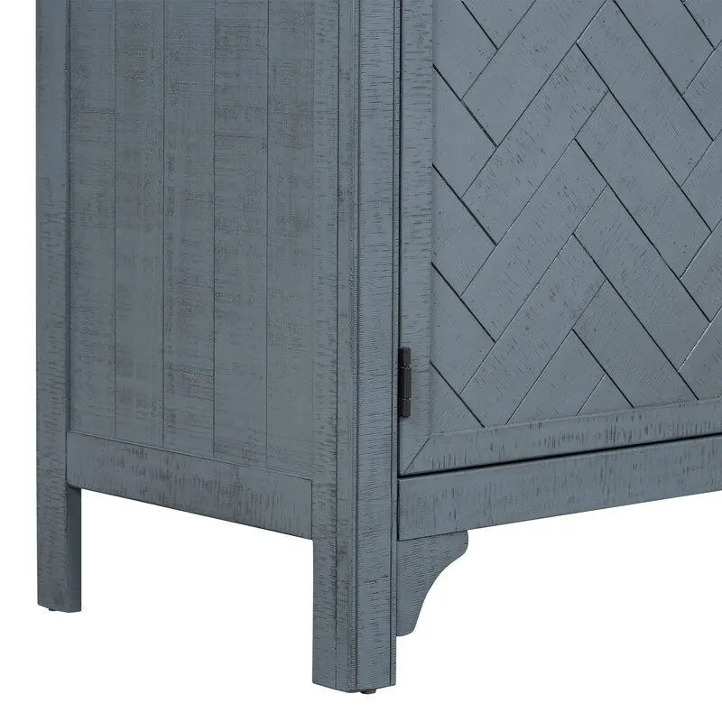 60W Cabinet Sideboard with Adjustable Shelves and Pine veneer - N/A