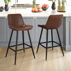 LUE BONA Metal Frame Bar Stools Counter Height Stools with Faux Leather Seat (Set of 2)
