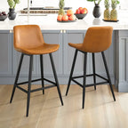 LUE BONA Metal Frame Bar Stools Counter Height Stools with Faux Leather Seat (Set of 2)
