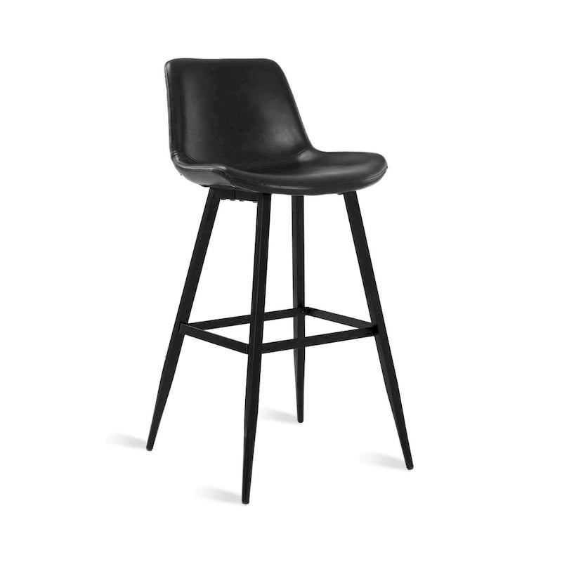 LUE BONA Metal Frame Bar Stools Counter Height Stools with Faux Leather Seat (Set of 2)