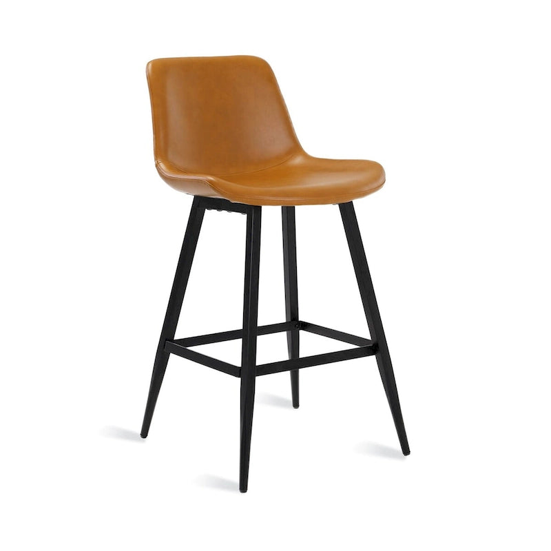 LUE BONA Metal Frame Bar Stools Counter Height Stools with Faux Leather Seat (Set of 2)