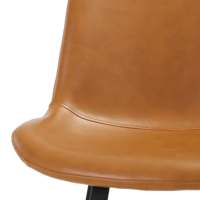 LUE BONA Metal Frame Bar Stools Counter Height Stools with Faux Leather Seat (Set of 2)
