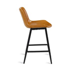 LUE BONA Metal Frame Bar Stools Counter Height Stools with Faux Leather Seat (Set of 2)