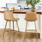 LUE BONA Metal Frame Bar Stools Counter Height Stools with Faux Leather Seat (Set of 2)