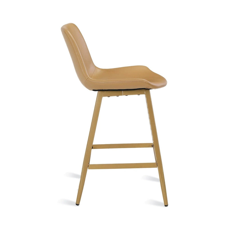 LUE BONA Metal Frame Bar Stools Counter Height Stools with Faux Leather Seat (Set of 2)