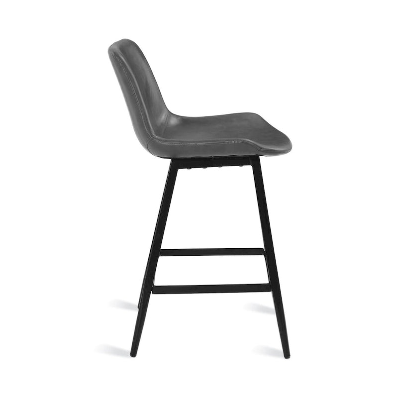LUE BONA Metal Frame Bar Stools Counter Height Stools with Faux Leather Seat (Set of 2)