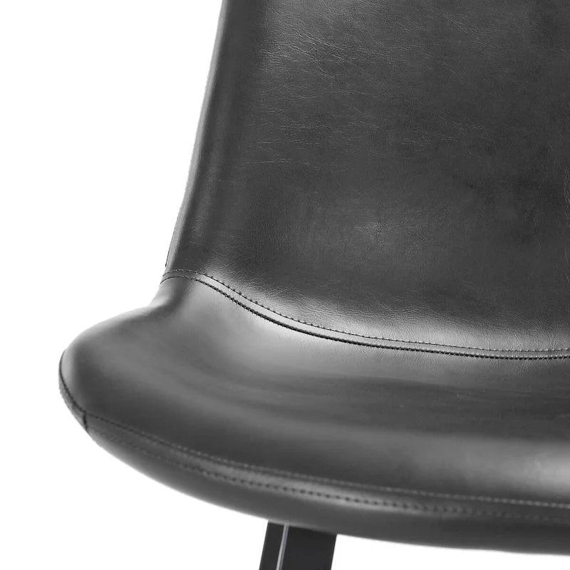LUE BONA Metal Frame Bar Stools Counter Height Stools with Faux Leather Seat (Set of 2)