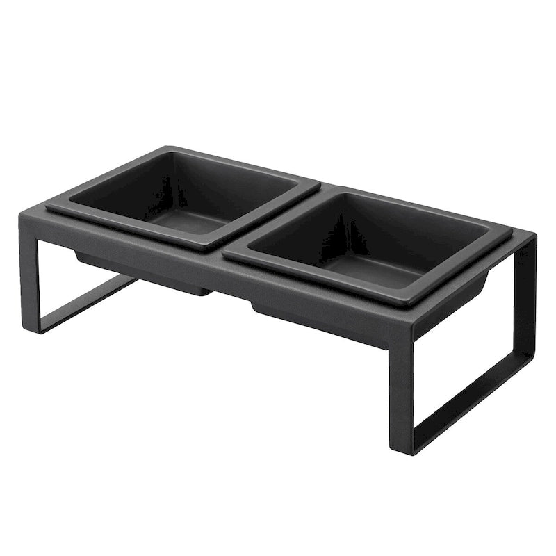 Yamazaki Home Pet Food Bowl - Two Styles, Steel and Ceramic, Tall, 1.25 cups, 300 milliliters per bowl