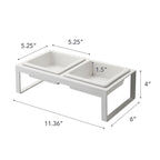Yamazaki Home Pet Food Bowl - Two Styles, Steel and Ceramic, Tall, 1.25 cups, 300 milliliters per bowl
