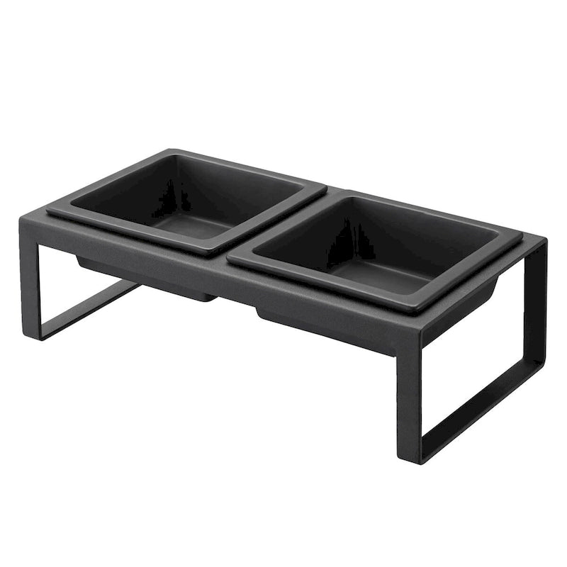 Yamazaki Home Pet Food Bowl - Two Styles, Steel and Ceramic, Tall, 1.25 cups, 300 milliliters per bowl
