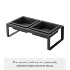Yamazaki Home Pet Food Bowl - Two Styles, Steel and Ceramic, Tall, 1.25 cups, 300 milliliters per bowl