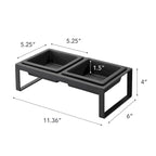 Yamazaki Home Pet Food Bowl - Two Styles, Steel and Ceramic, Tall, 1.25 cups, 300 milliliters per bowl